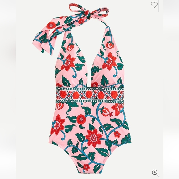 J. Crew Other - J Crew Halter One Piece Floral Padded V Neck Tropical Swimsuit